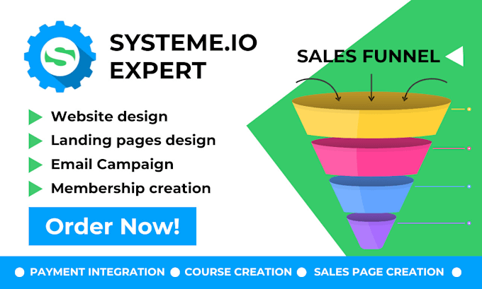 Gig Preview - Do funnel systemeio website systeme io sales automation oto page integrations