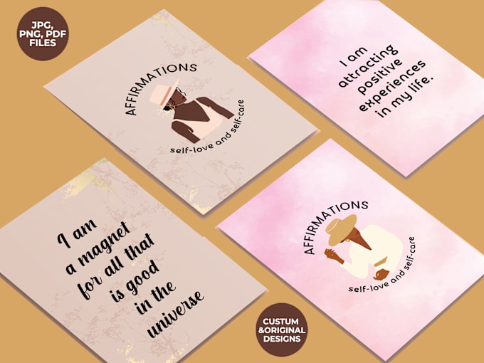 Gig Preview - Design printable motivational and affirmation cards for you