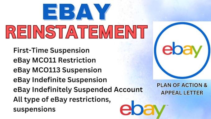 Gig Preview - Remove mc113 suspension mc011 restriction reinstate ebay suspended account