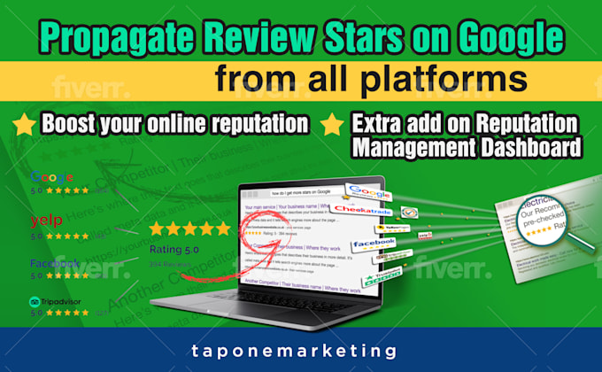 Gig Preview - Propagate review stars on google from all platforms boost your online reputation