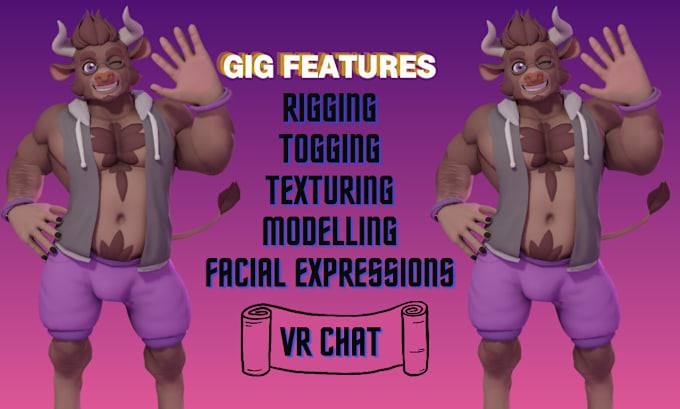 Gig Preview - Model vrchat anime and furry avatar fursona nsfw game character and vrchat world