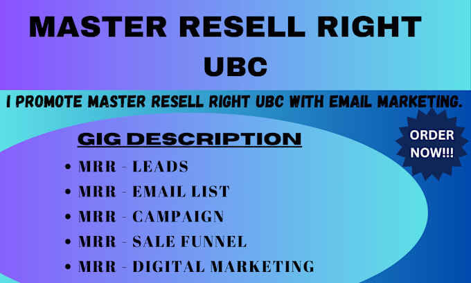 Gig Preview - Promote master resell right ubc with email marketing