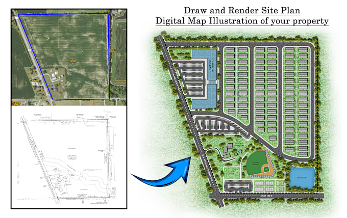 Gig Preview - Draw and render site plan detailed digital map illustration of your property