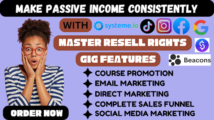 Gig Preview - Promote master resell rights with systeme io sales funnel for passive income