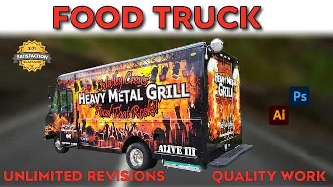 Gig Preview - Design amazing , food truck wrap , truck wrap, trailers wrap, food truck wrap