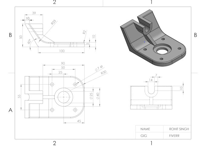 Gig Preview - Create 2d technical drawing and 3d model from solidworks