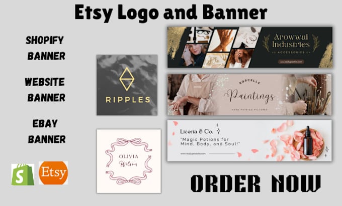 Gig Preview - Design logo and banner for your etsy shopify store in 1 day