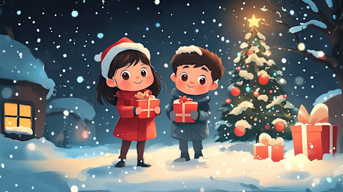 Gig Preview - Digital children book illustrations, book cover, christmas