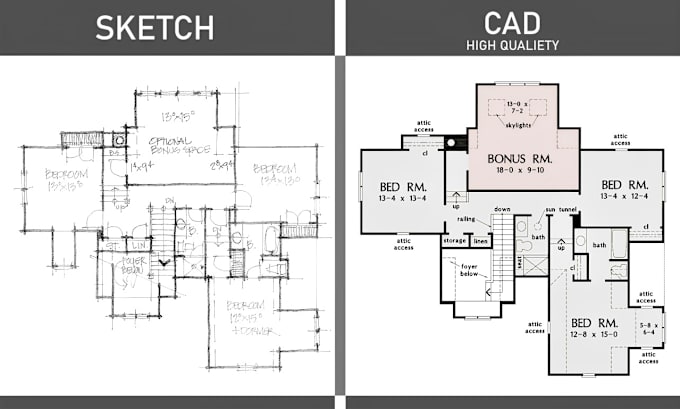 Gig Preview - Convert pdf, sketch, image or blueprint to autocad, cad, dwg