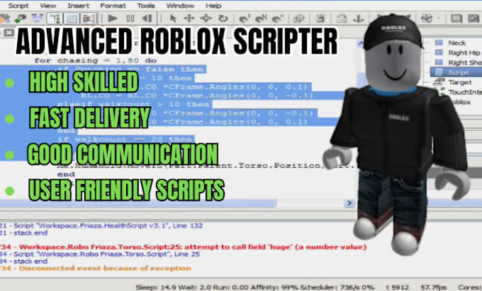 Gig Preview - Script your game in roblox studio, from basic to advanced