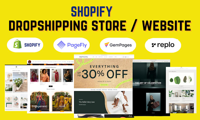 Gig Preview - Design redesign shopify dropshipping store or shopify website