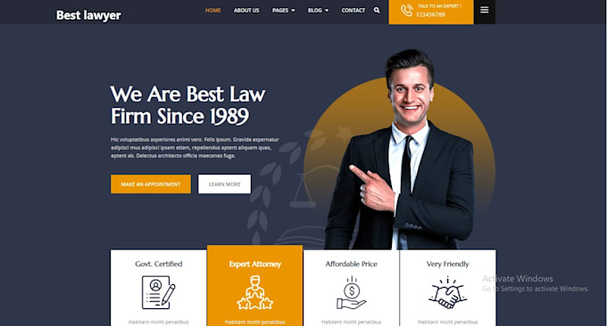 Gig Preview - Build law firm website attorney, lawyer, legal, notary, wordpress website design