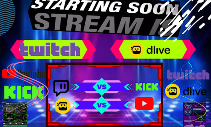 Gig Preview - Design dlive, twitch or kick animated overlay offline banner and panel series