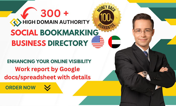 Gig Preview - High da pa social bookmarking and directory submission backlinks for uae USA