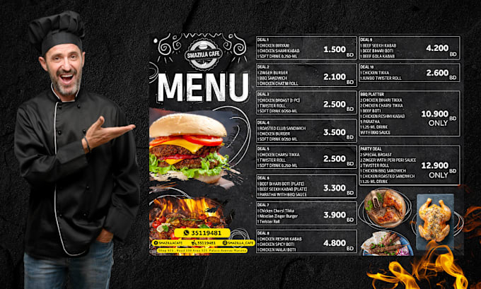 Gig Preview - Do professional restaurant menu design for bars, cafes, pubs, clubs, and food