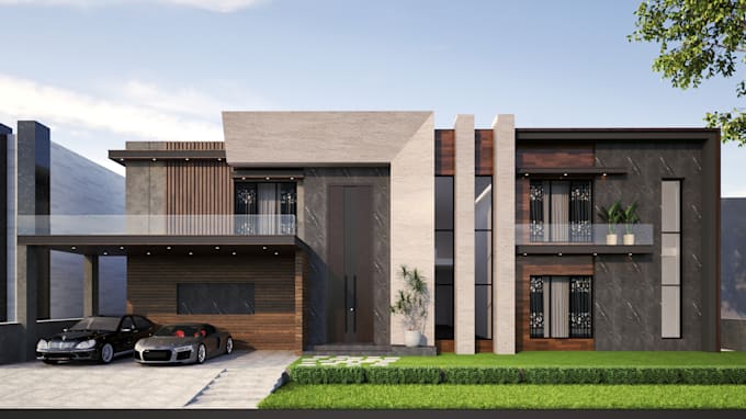 Bestseller - design and do photorealistic modern house interior and exterior rendering