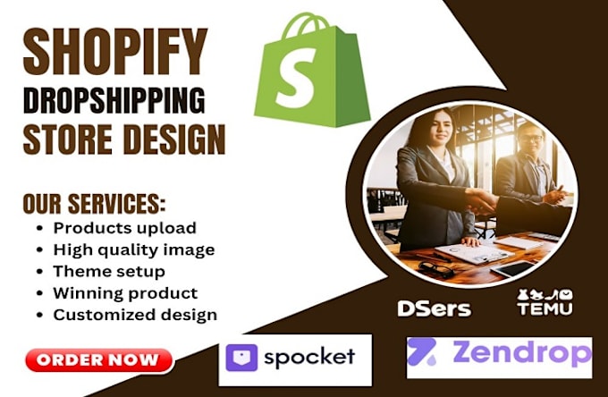 Gig Preview - Build a shopify dropshipping store via dsers zendrop spocket cjdropshipping temu