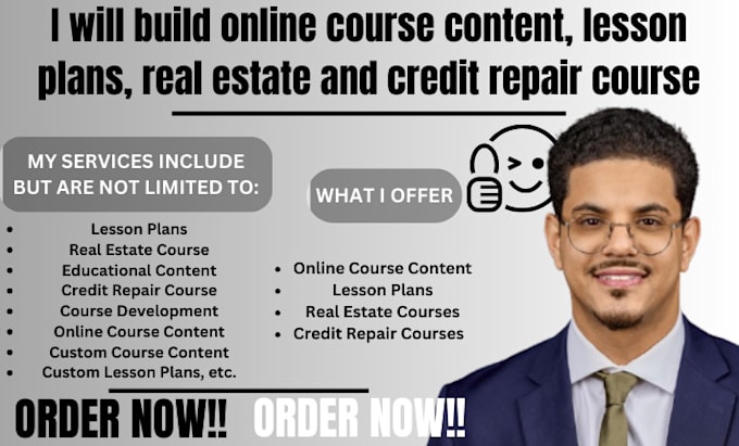 Bestseller - build online course content, lesson plans, real estate and credit repair course