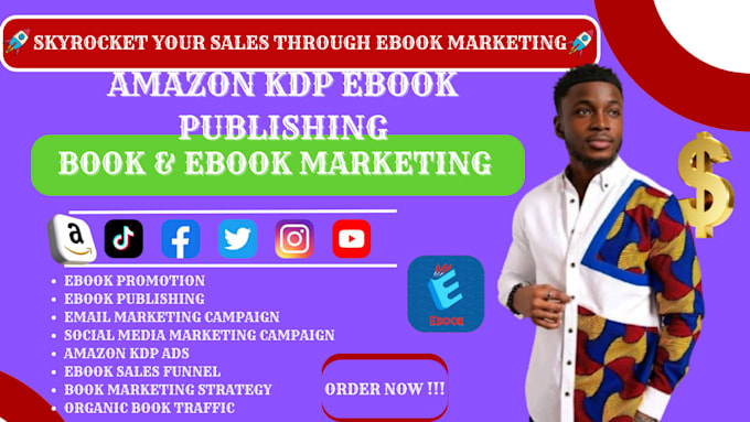 Gig Preview - Amazon KDP book publishing ebook marketing  sales funnel landing page fb ads