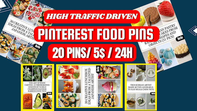 Bestseller - design high traffic driven, professional pinterest food pins