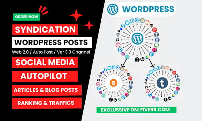 Gig Preview - Create automated wordpress blogs syndication social networks