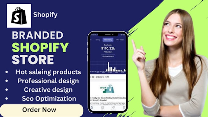 Gig Preview - Design branded shopify store, shopify dropshipping store