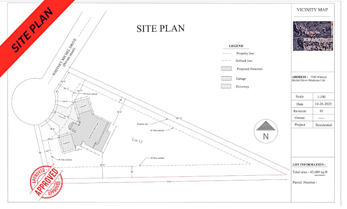 Gig Preview - Draw 2d site plan, plot plan, lot subdivision of your property for city permit