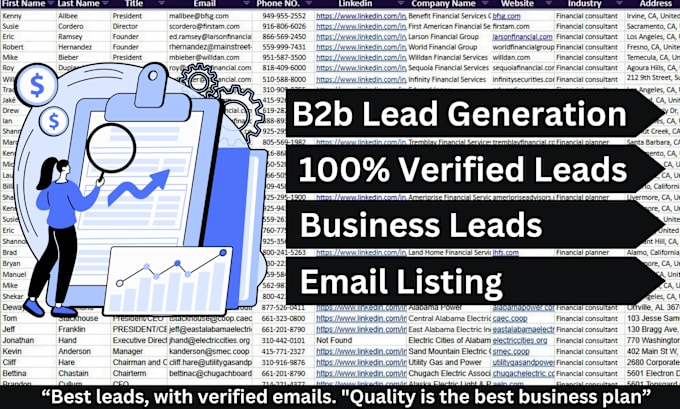 Gig Preview - Do b2b lead generation, find email address and contact info for any industry