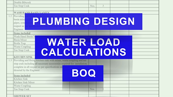 Gig Preview - Do plumbing drawings,  boq, firefighting,  and cable sizing