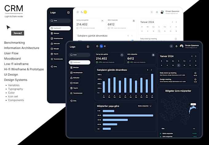 Gig Preview - Modern UI UX design for dashboards, CRM, and saas admin panels