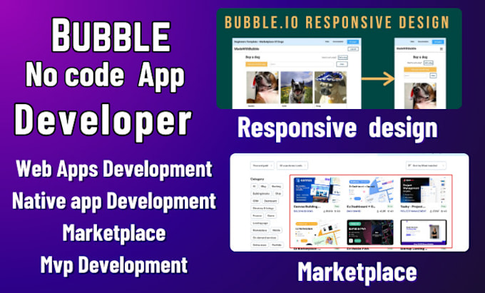 Gig Preview - Build bubble io webapp nocode website io marketplace bubleio bravo studio