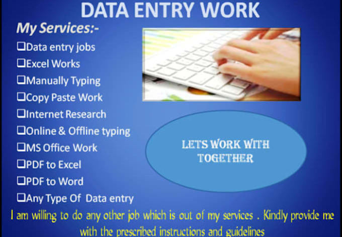 Bestseller - do professional data entry for you on excel, word, office