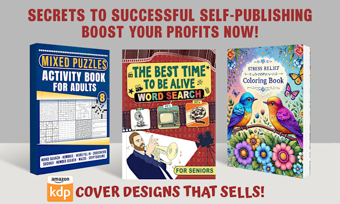 Gig Preview - Create a custom KDP book cover for puzzle activity word search coloring and more