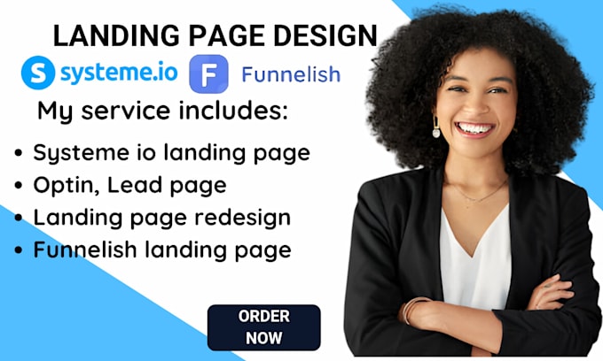 Gig Preview - Do funnelish landing page design, funnelish product page, systeme io