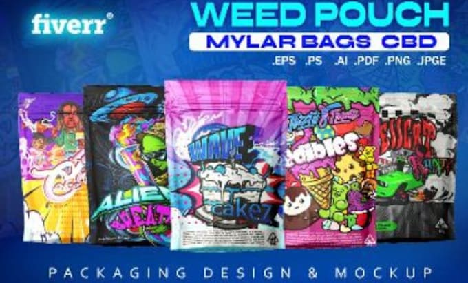 Bestseller - design weed pouch, mylar bag, cbd product labels, 3d mockup