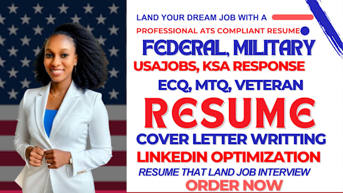 Gig Preview - Write federal, government, usajobs, executive, ksa response, ses, veteran resume