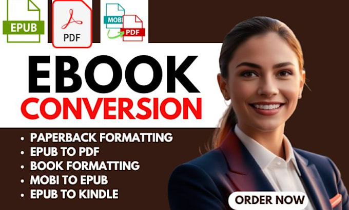 Gig Preview - Ebook conversion from PDF to epub, indesign, word for kindle formatting