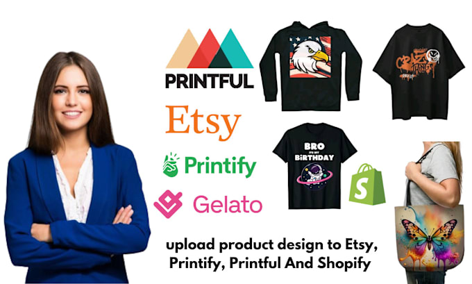 Gig Preview - Set up shopify etsy print on demand store printify, printful pod product upload