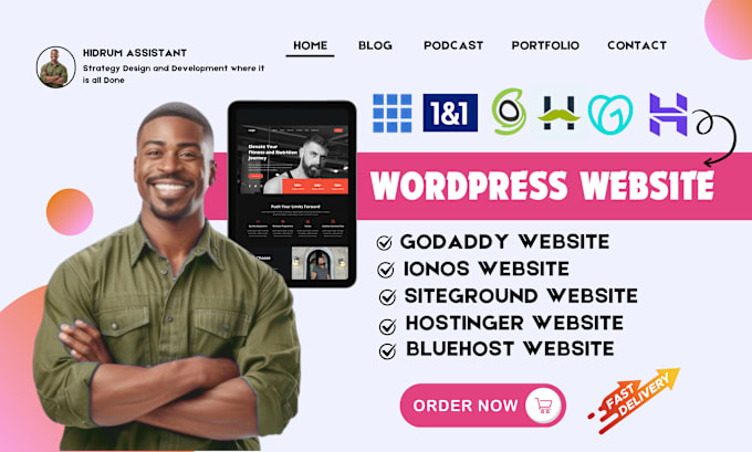 Gig Preview - Design wordpress website on hostinger, bluehost, godaddy, siteground, ionos