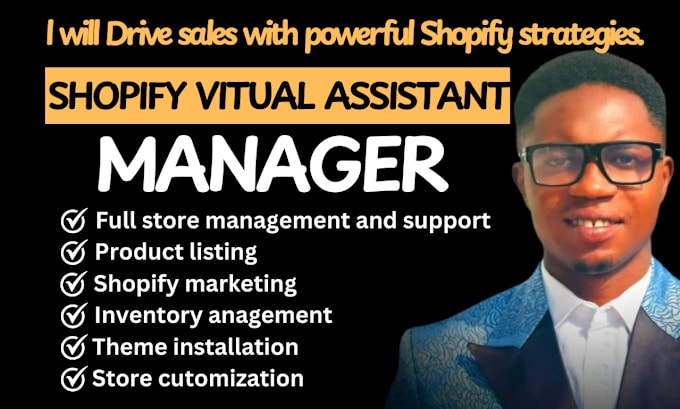 Gig Preview - Certified shopify manager shopify marketing expert shopify virtual assistance