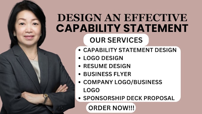 Gig Preview - Design business capability statement,logo,resume,flyers,business card design