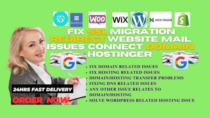 Gig Preview - Fix ssl migration, redirect website, mail issues,connect domain hostinger cpanel