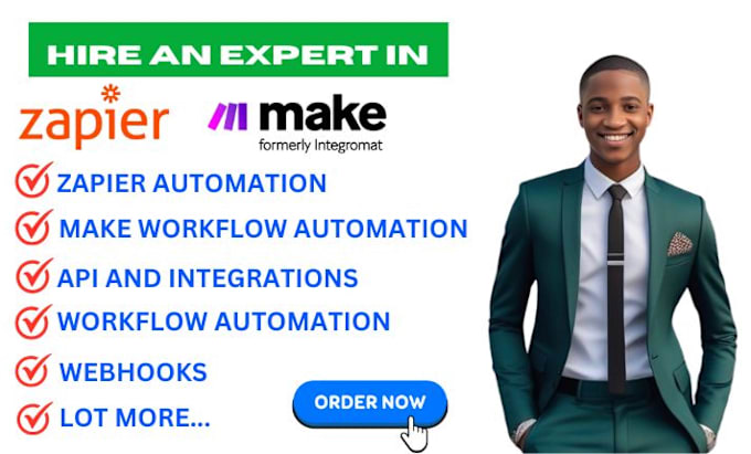 Gig Preview - Create make, integromat workflow automation, zapier automation workflow, API