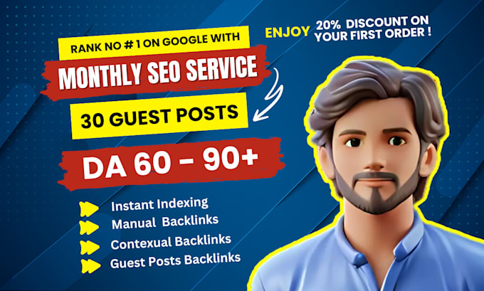 Gig Preview - Do monthly off page SEO link building service with high da links