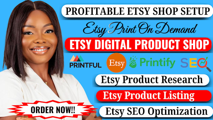 Gig Preview - Do etsy store creation, etsy seo for etsy shop setup, etsy product listing