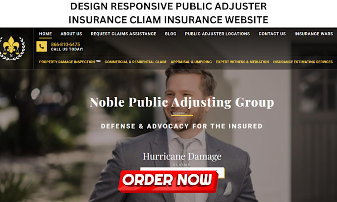 Gig Preview - Design public adjuster website insurance claim website insurance website