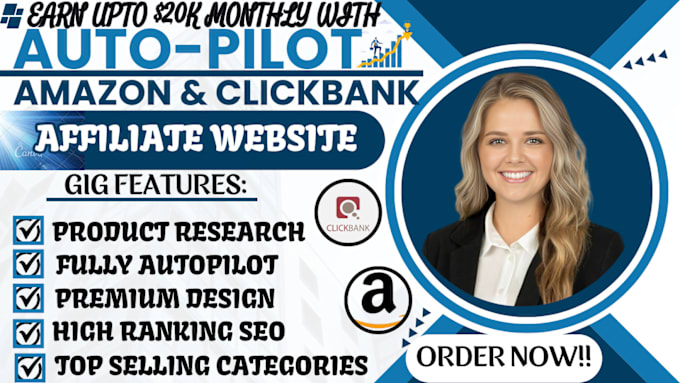 Gig Preview - Create autopilot amazon affiliate website and clickbank affiliate sales funnel