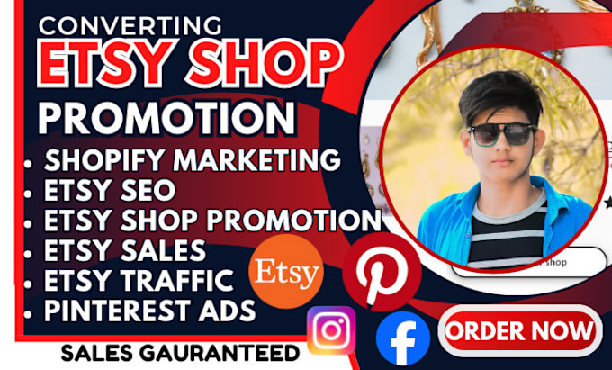 Gig Preview - Boost etsy sales with etsy shop promotion ecommerce marketing etsy ads pinterest