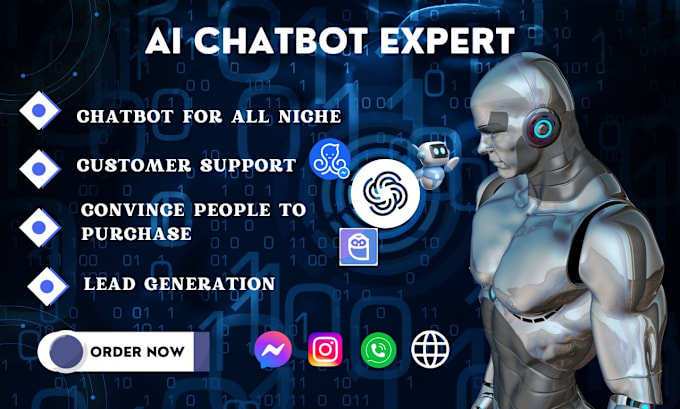 Gig Preview - Create ai chatbot for your business using chatgpt, stammer ai, and manychat