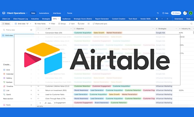 Gig Preview - Be your airtable pro for project management and marketing